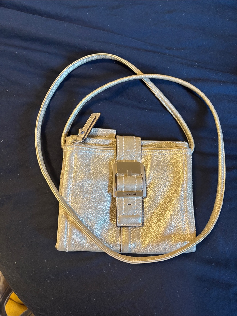 Metallic genuine leather Light  Gold Crossbody Bag
